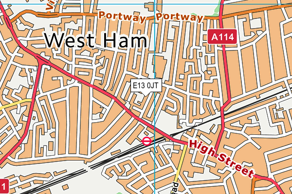 E13 0JT map - OS VectorMap District (Ordnance Survey)