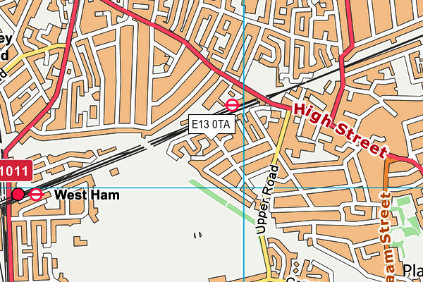 E13 0TA map - OS VectorMap District (Ordnance Survey)