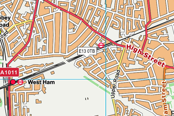 E13 0TB map - OS VectorMap District (Ordnance Survey)