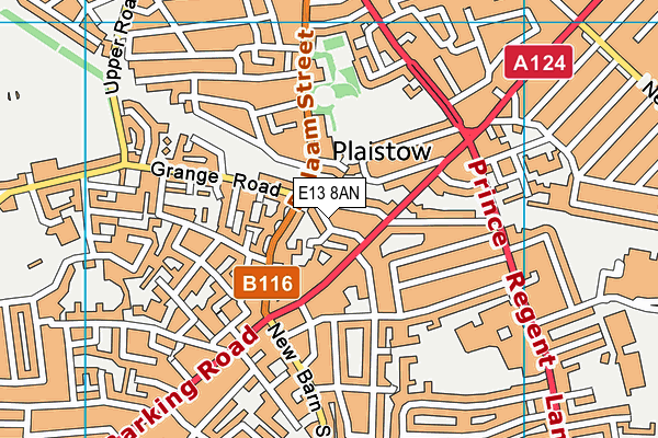 E13 8AN map - OS VectorMap District (Ordnance Survey)