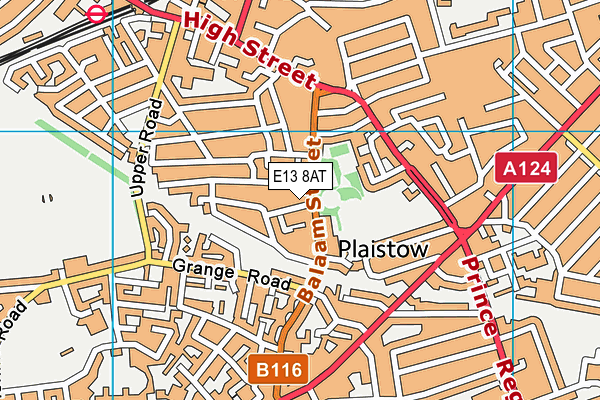 E13 8AT map - OS VectorMap District (Ordnance Survey)