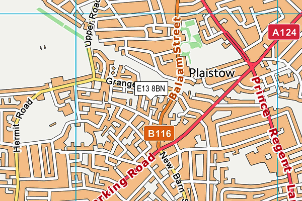 E13 8BN map - OS VectorMap District (Ordnance Survey)