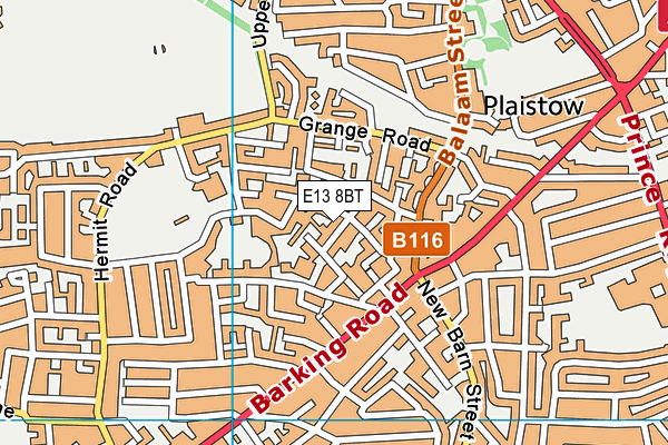 E13 8BT map - OS VectorMap District (Ordnance Survey)