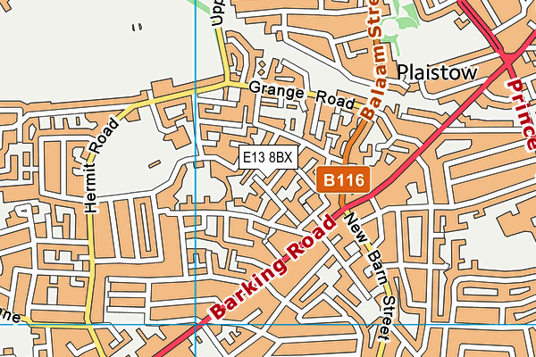 E13 8BX map - OS VectorMap District (Ordnance Survey)