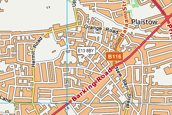 E13 8BY map - OS VectorMap District (Ordnance Survey)