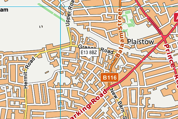 E13 8BZ map - OS VectorMap District (Ordnance Survey)
