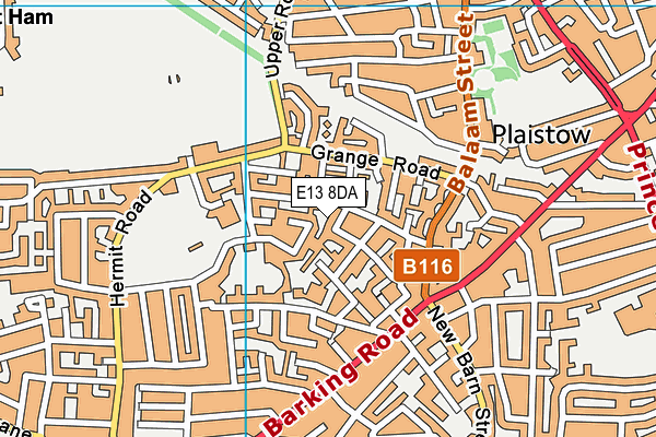 E13 8DA map - OS VectorMap District (Ordnance Survey)