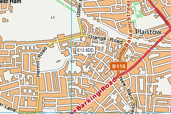 E13 8DD map - OS VectorMap District (Ordnance Survey)