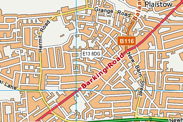 E13 8DG map - OS VectorMap District (Ordnance Survey)