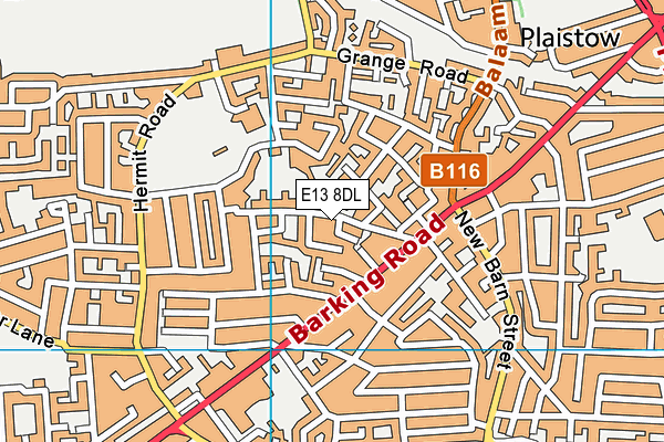 E13 8DL map - OS VectorMap District (Ordnance Survey)