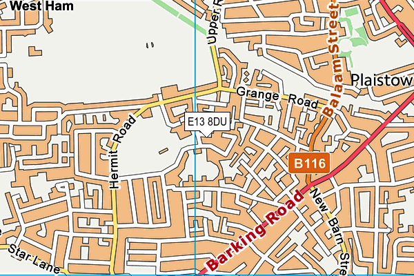 E13 8DU map - OS VectorMap District (Ordnance Survey)