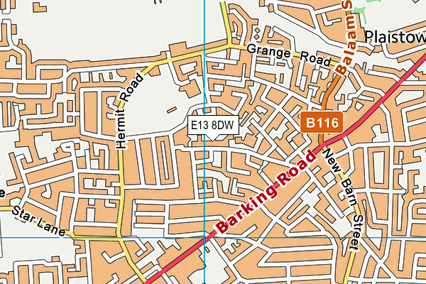E13 8DW map - OS VectorMap District (Ordnance Survey)