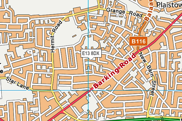 E13 8DX map - OS VectorMap District (Ordnance Survey)