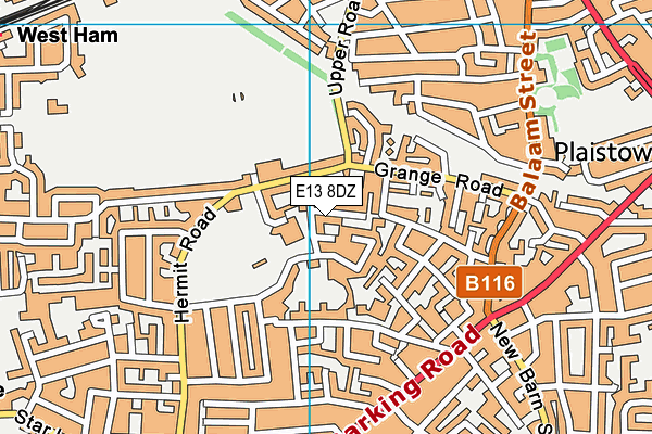 E13 8DZ map - OS VectorMap District (Ordnance Survey)