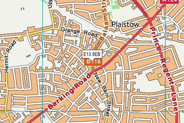 E13 8EB map - OS VectorMap District (Ordnance Survey)