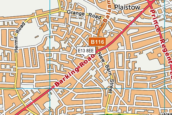 E13 8EE map - OS VectorMap District (Ordnance Survey)