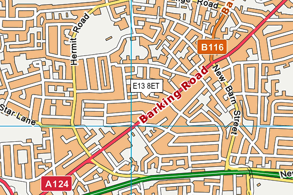 E13 8ET map - OS VectorMap District (Ordnance Survey)