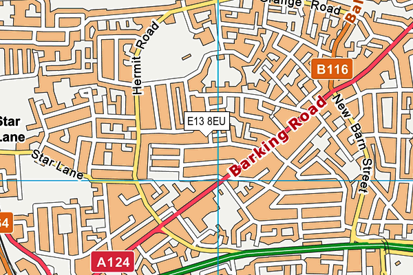 E13 8EU map - OS VectorMap District (Ordnance Survey)