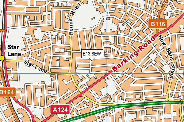 E13 8EW map - OS VectorMap District (Ordnance Survey)