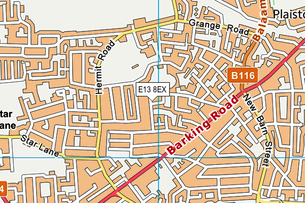 E13 8EX map - OS VectorMap District (Ordnance Survey)