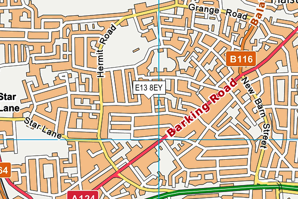 E13 8EY map - OS VectorMap District (Ordnance Survey)