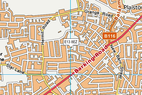 E13 8EZ map - OS VectorMap District (Ordnance Survey)