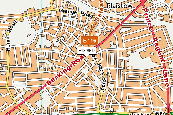 E13 8FD map - OS VectorMap District (Ordnance Survey)