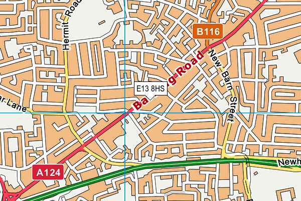 E13 8HS map - OS VectorMap District (Ordnance Survey)