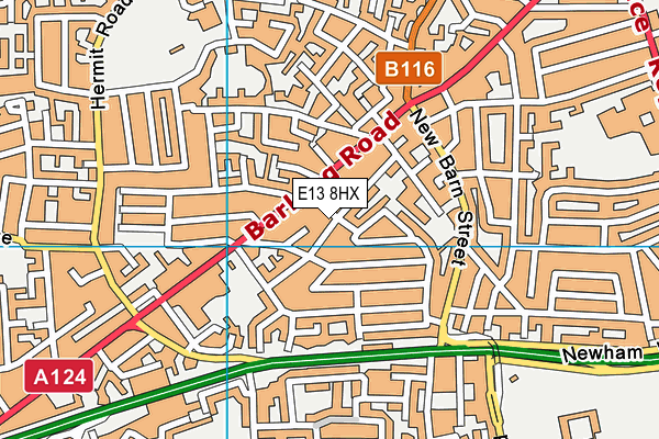 E13 8HX map - OS VectorMap District (Ordnance Survey)