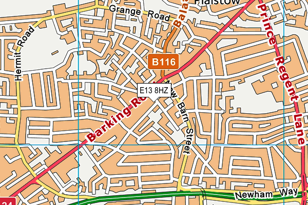 E13 8HZ map - OS VectorMap District (Ordnance Survey)