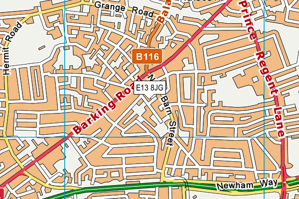 E13 8JG map - OS VectorMap District (Ordnance Survey)