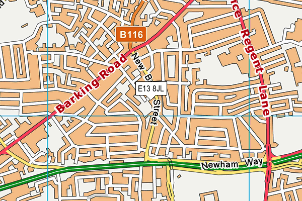 E13 8JL map - OS VectorMap District (Ordnance Survey)