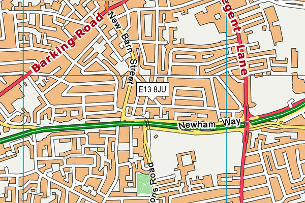 E13 8JU map - OS VectorMap District (Ordnance Survey)