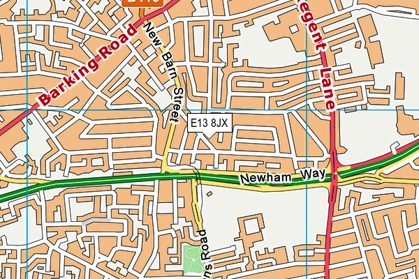 E13 8JX map - OS VectorMap District (Ordnance Survey)
