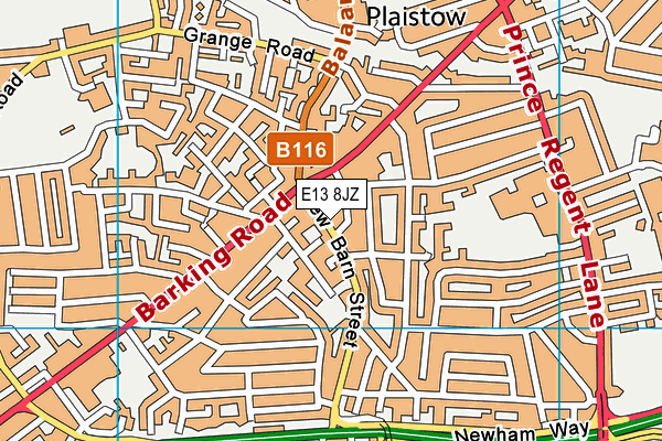 E13 8JZ map - OS VectorMap District (Ordnance Survey)