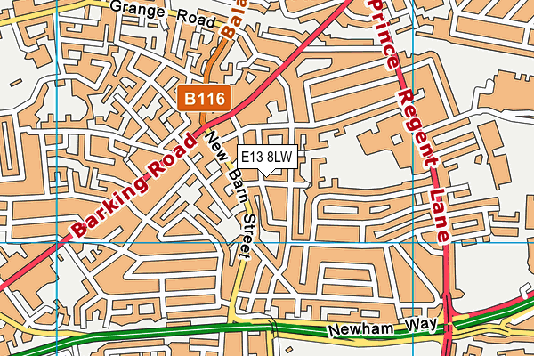 E13 8LW map - OS VectorMap District (Ordnance Survey)