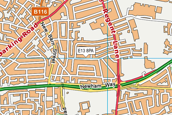 E13 8PA map - OS VectorMap District (Ordnance Survey)