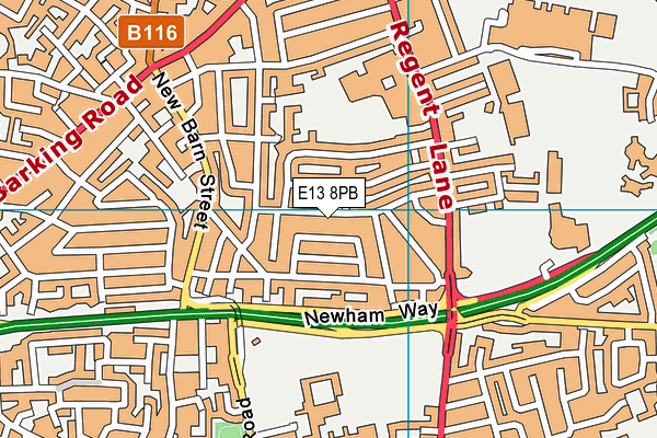 E13 8PB map - OS VectorMap District (Ordnance Survey)