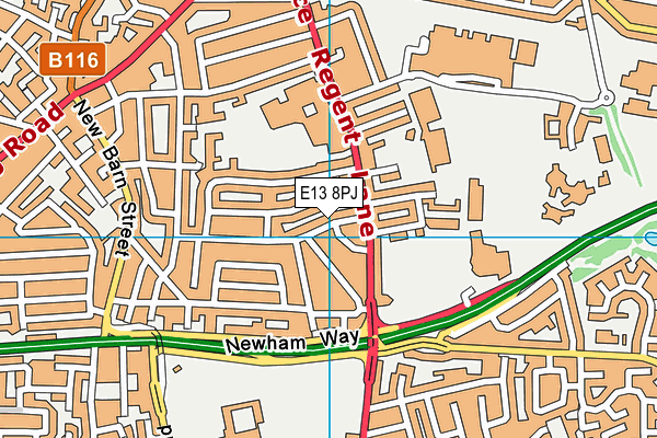 E13 8PJ map - OS VectorMap District (Ordnance Survey)