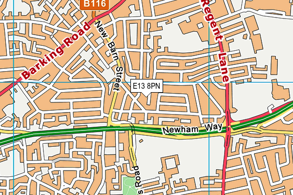 E13 8PN map - OS VectorMap District (Ordnance Survey)