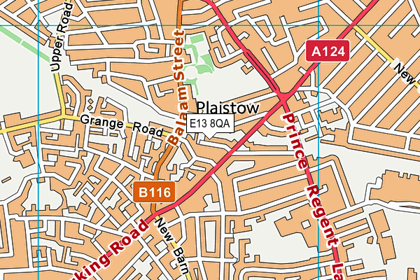 E13 8QA map - OS VectorMap District (Ordnance Survey)