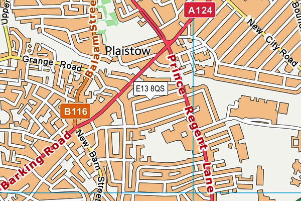 E13 8QS map - OS VectorMap District (Ordnance Survey)