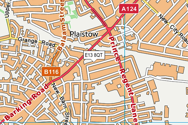 E13 8QT map - OS VectorMap District (Ordnance Survey)