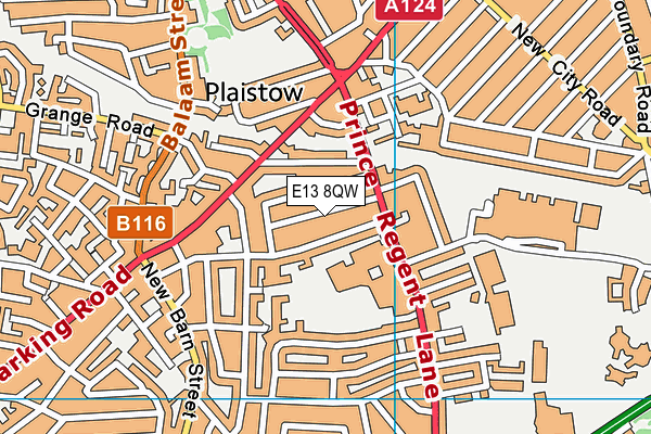 E13 8QW map - OS VectorMap District (Ordnance Survey)