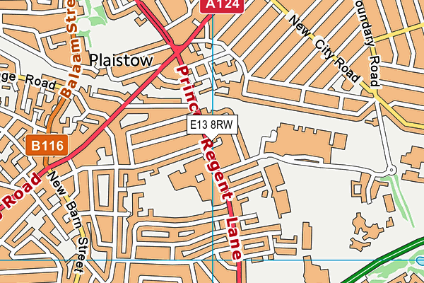 E13 8RW map - OS VectorMap District (Ordnance Survey)