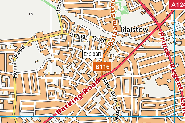 E13 8SR map - OS VectorMap District (Ordnance Survey)