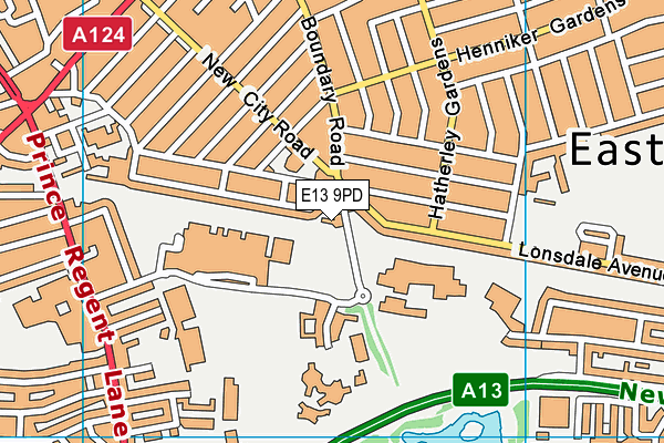 E13 9PD map - OS VectorMap District (Ordnance Survey)