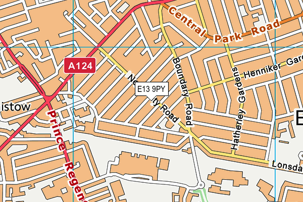 E13 9PY map - OS VectorMap District (Ordnance Survey)