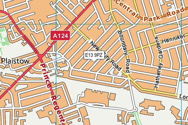 E13 9PZ map - OS VectorMap District (Ordnance Survey)