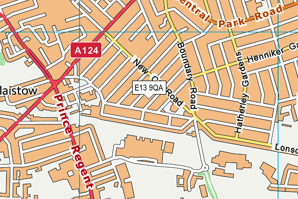 E13 9QA map - OS VectorMap District (Ordnance Survey)